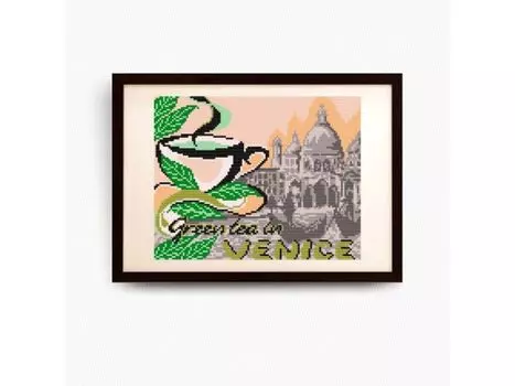 Рисунок на ткани «на зеленый чай в Венецию»