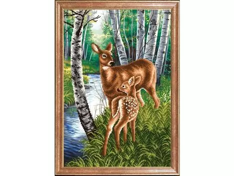 Рисунок на ткани «Олененок с мамой»