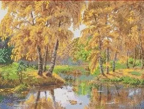 Рисунок на ткани «Осень в отражении»