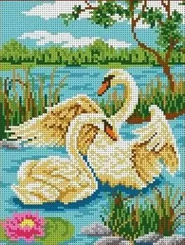 Рисунок на ткани «Пара лебедей»