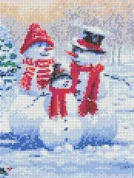 Рисунок на ткани «Семья снеговиков»