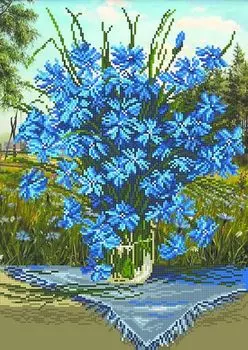 Рисунок на ткани «Васильки»