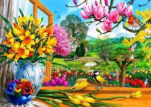 Рисунок на ткани «Вид из окна»