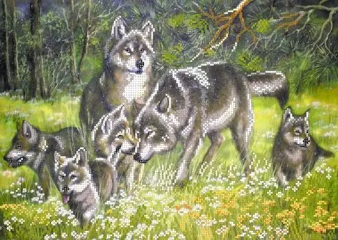 Рисунок на ткани «Волки»