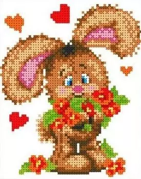 Рисунок на ткани «Зайчонок с цветами»