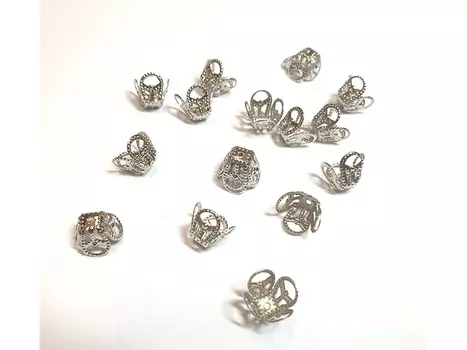 Шапочки для бусин (цвет серебро), 5 шт., ResinArt