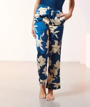 Атласные брюки с цветочным принтом - BUNA - Лазурный - M