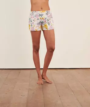 Атласные шорты с цветочным принтом - NAIM - Экрю - S