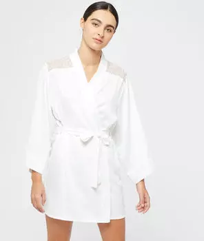 Атласный халатик-кимоно - CARMEN - Экрю - XS