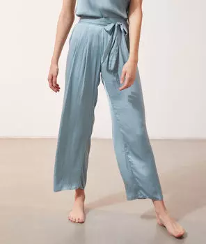 Брюки широкого кроя с поясом - LUZE - Голубой - XS