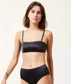 Бюстгальтер-бандо из блестящего сатина - DISCOBALL - Чёрный - L