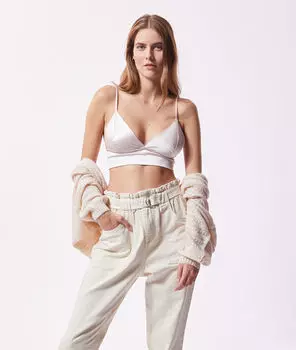 Бюстгальтер бюстье-треугольник из блестящего сатина - MUSIC - Пудровый розовый - 70D