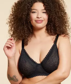 Бюстгальтер корбей из кружева с фестончатой окантовкой - PANAMA - Чёрный - 75E