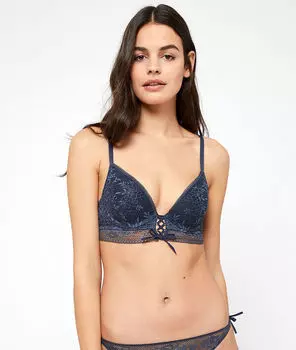 Бюстгальтер n°2 - пуш-ап с глубоким декольте - BELLE - Серо-синий - 75B