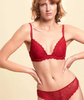 Бюстгальтер n°2 - пуш-ап с глубоким декольте - CHERIE CHERIE - Красный - 80A