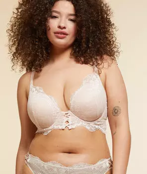 Бюстгальтер n°5 с кружевом и шнуровкой - INK - Пудровый розовый - 85D