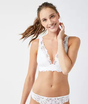 Бюстгальтер n°8 - треугольник со съемными вставками и кружевной отделкой - SOMETIMES - Экрю - 75E