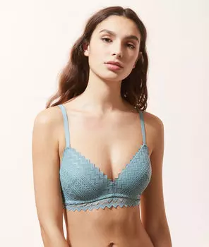 Бюстгальтер с тонкими вставками и графичным кружевом - VOYAGE - Мятный - 70E