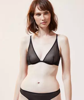 Бюстгальтер-треугольник n°7 из полупрозрачного тюля - GLOSS - Чёрный - 85C