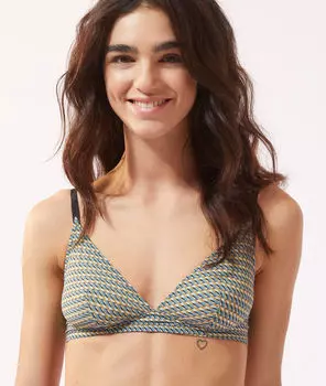 Бюстгальтер-треугольник с геометричным принтом - GLOSSOM - Зелёный - 80E