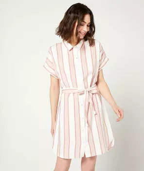 Платье-рубашка в полоску - LONGO - Розовый - XL