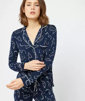 Chemise imprimée chats - SALLY - MARINE - XL