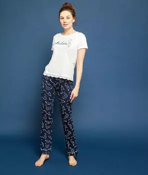 Футболка с принтом 'chaton' - SOUANE - Экрю - M