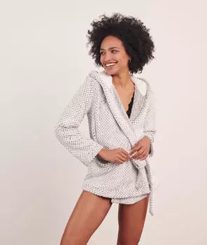 Халат-кардиган с капюшоном - SOURI - Серый - M