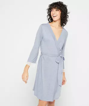 Халатик с кружевными вставками - WARM DAY - Тёмно-синий - L