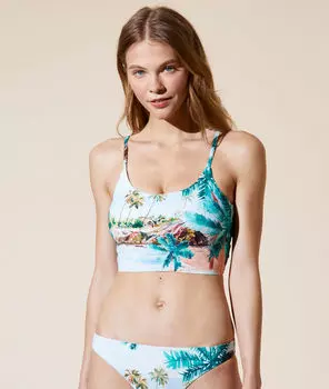 Haut de maillot de bain brassière, pads amovibles - BEACH - BLEU LAGON - 48