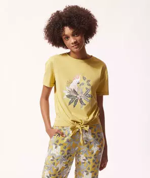 Хлопковая футболка с тропическим принтом - IRMA - Анисовый - L