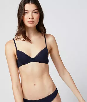 Хлопковый бюстгальтер с плотными и тонкими вставками - NEW HAPPINESS - ТЕМНО-СИНИЙ - 75C