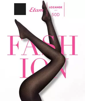 Колготки с узором ромбиком - LOZANGE - Чёрный - L/XL