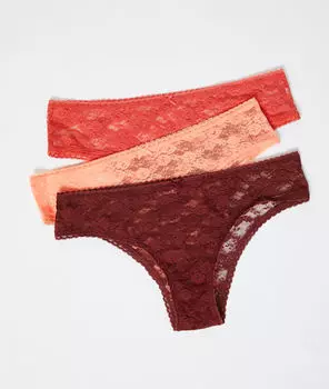 Комплект из 3 трусиков 'хипстер' - DANTE - Терракотовый - M