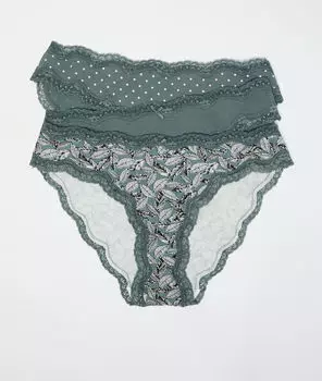 Комплект из 3 трусиков из хлопка - LAURINE - Хаки - L