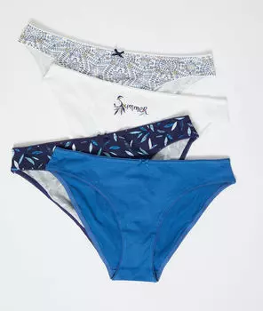 Комплект из 4 трусиков - LINA - Синий - M