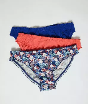 Комплект трусиков с декоративными сборками - TINA - Синий - M