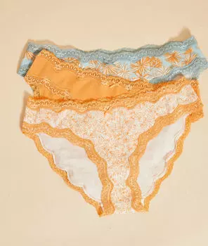 Комплект трусиков с принтом и кружевом - NICKY - Разноцветный - L