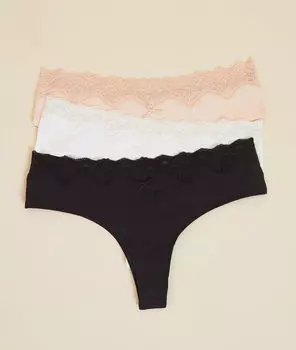 Комплект трусиков стрингов с кружевной отделкой - NORA - Разноцветный - M