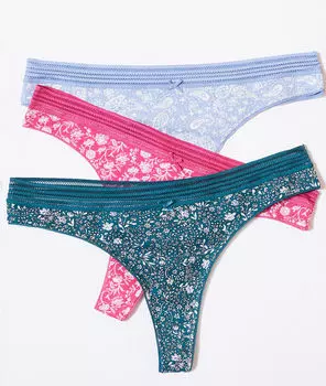 Комплект трусиков танга с цветочным принтом - MONA - Разноцветный - M