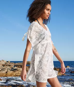 Кружевная туника с растительными мотивами - MOON - Экрю - L