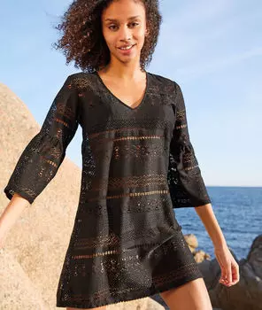 Кружевная туника с рукавами 3/4 - UPON - Чёрный - S