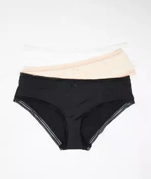 Набор из 3 шортиков с ажурными краями - JUDE - ЧЕРНЫЙ/СЕРЫЙ/РОЗОВЫЙ - XL