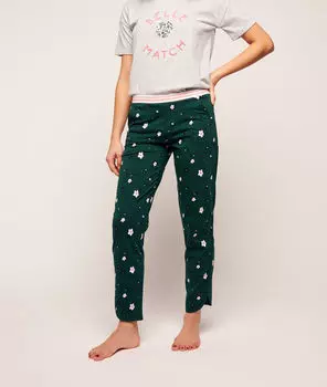 Pantalon imprimé petites fleurs - POSSY - VERT FONCE - S