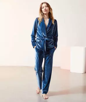 Пижамная рубашка из велюра - BELOU - Королевский синий - L