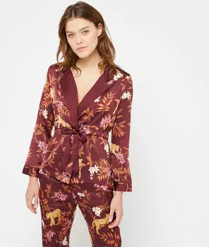 Пижамная рубашка с принтом 'леопард' - JAMEELA - Бордовый - M