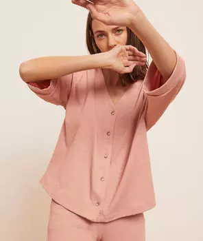 Пижамная рубашка в рубчик - AGATHA - Розовый - S