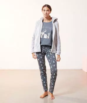 Пижамный комплект с новогодним принтом - ODEON - Серый - S