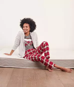 Пижамный комплект с принтом клетку тартан - OWEN - Серый - XS