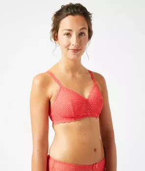 Постоперационный бюстгальтер с кружевной отделкой - CHERIE CHERIE - Коралловый - 65B